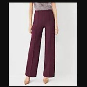 Ann Taylor  High Waist Side Zip Straight Pant In Twill 0P Plum Rose Never Worn